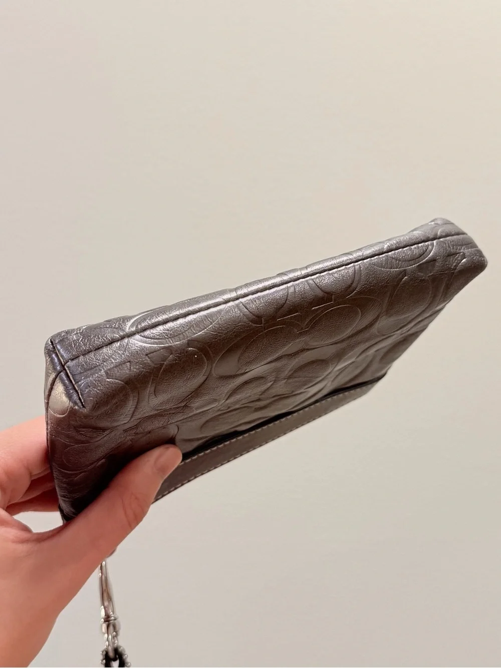 Coach Vintage Metallic Embossed Leather Wristlet